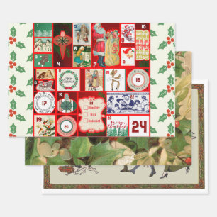 Feuille De Papier Cadeau Illustrations de Noël Vintage Holiday Fun