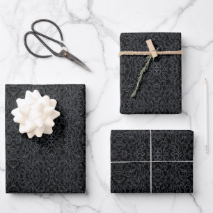 Feuille De Papier Cadeau Image en miroir abstraite enchaînée grise sur fond