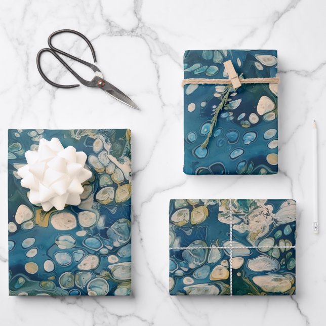 Feuille De Papier Cadeau Imaginaire Abstrait sous-marin (Recto)