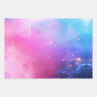 Feuille De Papier Cadeau Imaginaire Futuriste Space Pink Blue Ombre