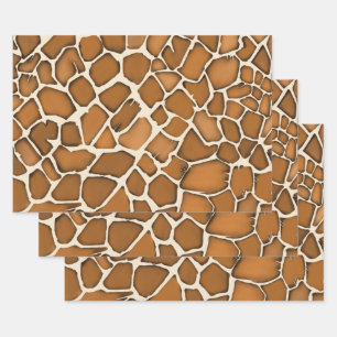 Feuille De Papier Cadeau Impression à motif de fourrure de girafe