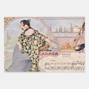 Feuille De Papier Cadeau Impression Art Nouveau Carmen Habanera – Opéra Vin