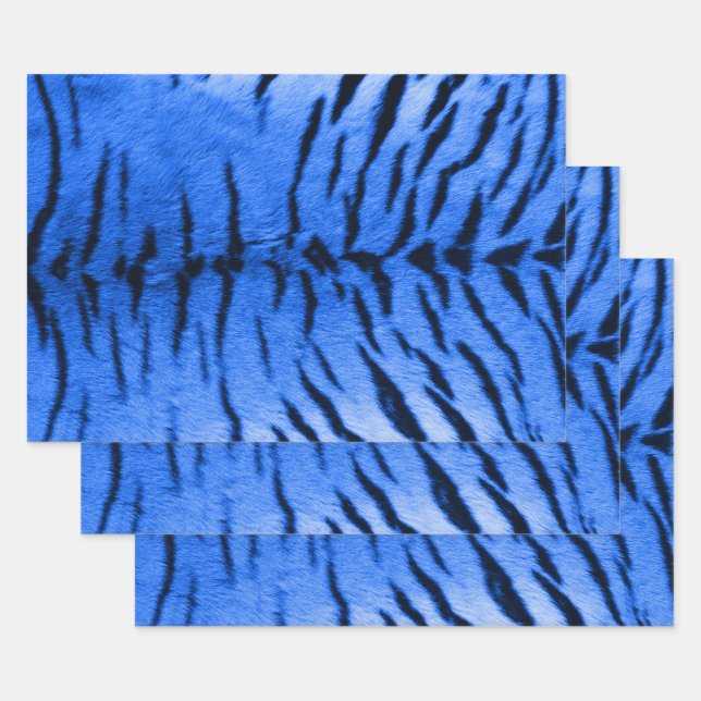 Feuille De Papier Cadeau Impression de la peau de tigre bleu désert (Lot)