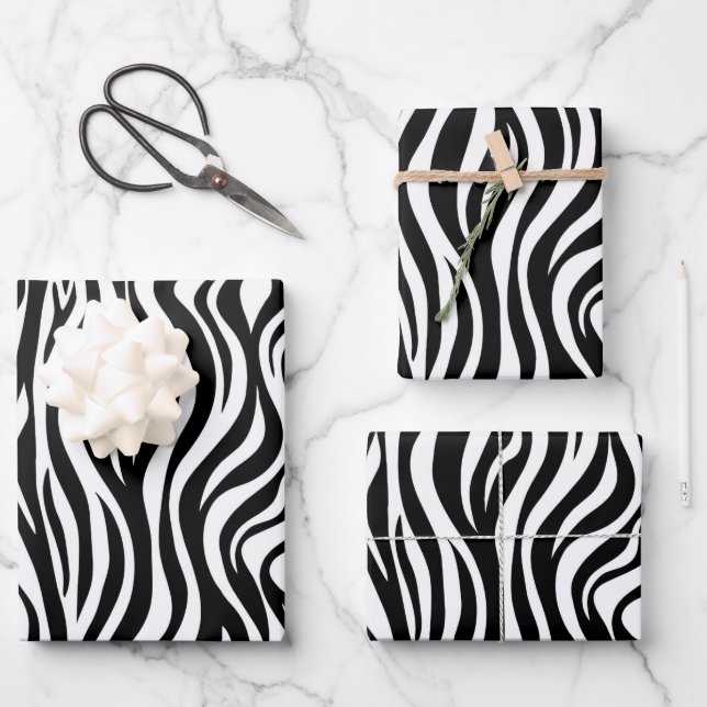 Feuille De Papier Cadeau Impression de la peau Zebra (Recto)