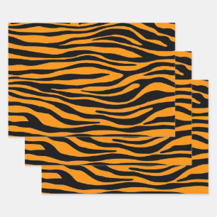 Feuille De Papier Cadeau Impression de la Zèbre orange Princeton