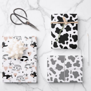 Feuille De Papier Cadeau Impression de vaches et de vaches de dessin