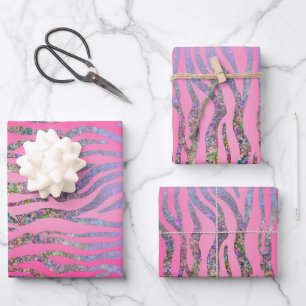 Feuille De Papier Cadeau Impression demi-Parties scintillant rose tigre