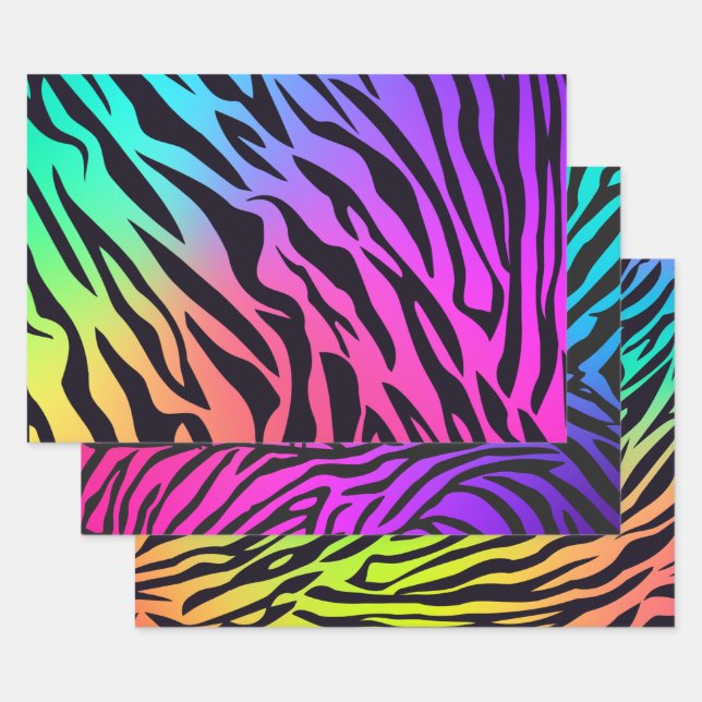 Feuille De Papier Cadeau Impression Ombre Rainbow Tiger (Lot)