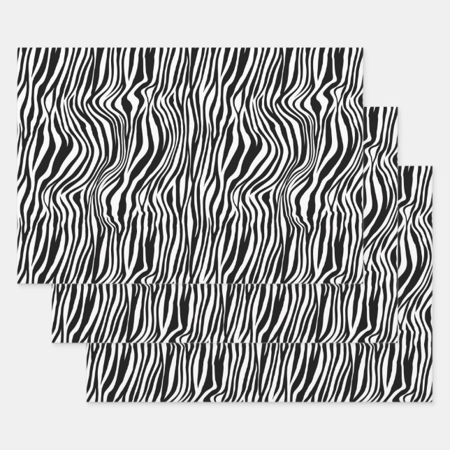 Feuille De Papier Cadeau Impression Zèbre blanc et noir (Lot)