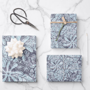 Feuille De Papier Cadeau Imprimé hawaïen Naupaka ilima fleurs de tiare