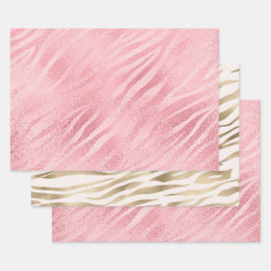 Feuille De Papier Cadeau Imprimer Zebra rose Glam