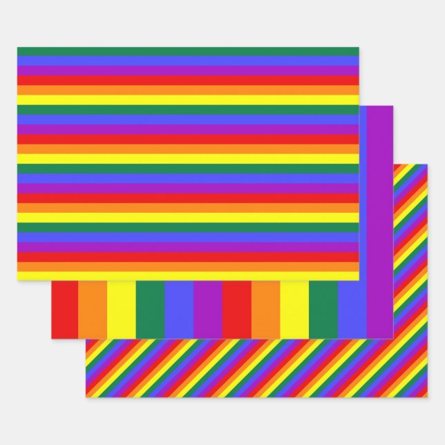 Feuille De Papier Cadeau Indicateur de la fierté arc-en-ciel (Lot)