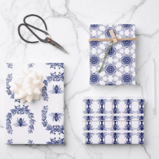 Feuille De Papier Cadeau Indigo Blue Bee conçoit un ensemble d'enveloppes c