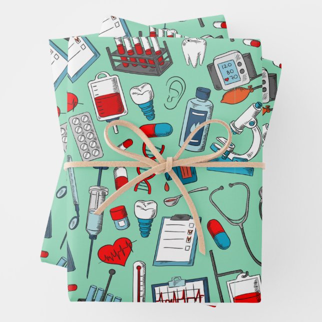 Feuille De Papier Cadeau Infirmière, Docteur, Thème professionnel Médicale (En situation)