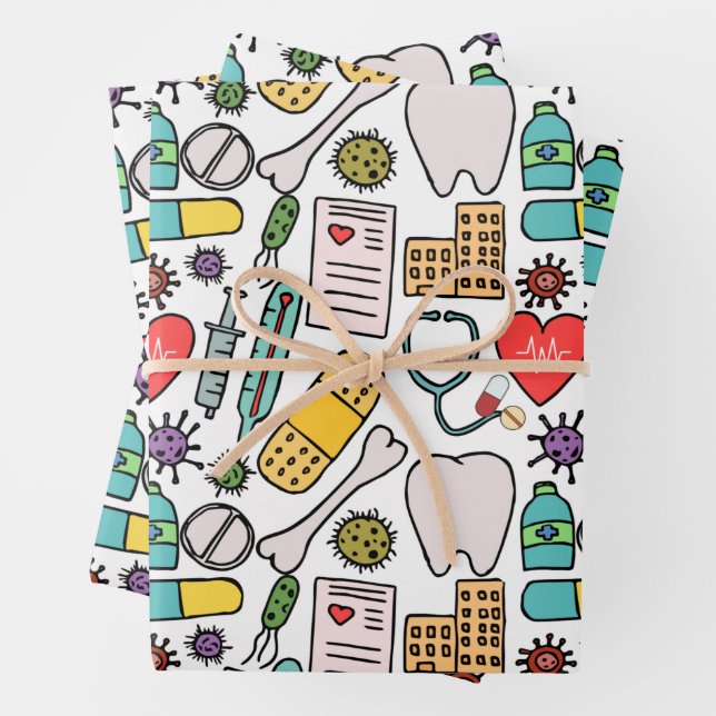 Feuille De Papier Cadeau Infirmière Médicale mignonne, Médecin, Thème Santé (En situation)