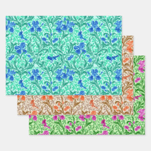 Feuille De Papier Cadeau Iris William Morris, couleurs pastel