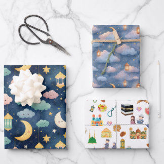 Feuille De Papier Cadeau Islamic Baby Gift Wrap Set 3 Cute Designs
