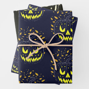 Feuille De Papier Cadeau Jack-o'-lantern Citrouille Éffrayant Halloween noi