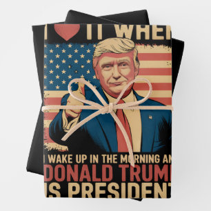 Feuille De Papier Cadeau J'adore quand je me réveille et que Trump est prés