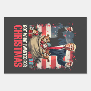 Feuille De Papier Cadeau J'Ai Ce Que Je Voulais Pour Noël Trump Père Noël