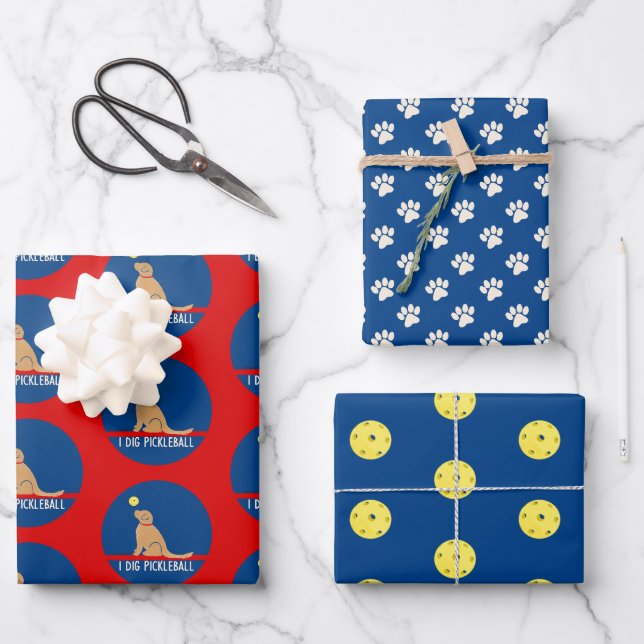 Feuille De Papier Cadeau J'Ai Creg Pickleball Golden Dog Envelopper Cadeau (Recto)