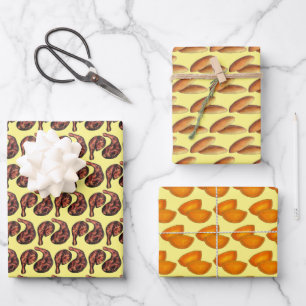 Feuille De Papier Cadeau Jamaïcain Nourriture Jerk poulet Bulla Gâteaux Boe