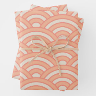 Feuille De Papier Cadeau Japon Vagues Seigaiha Motif Peach Fuzz