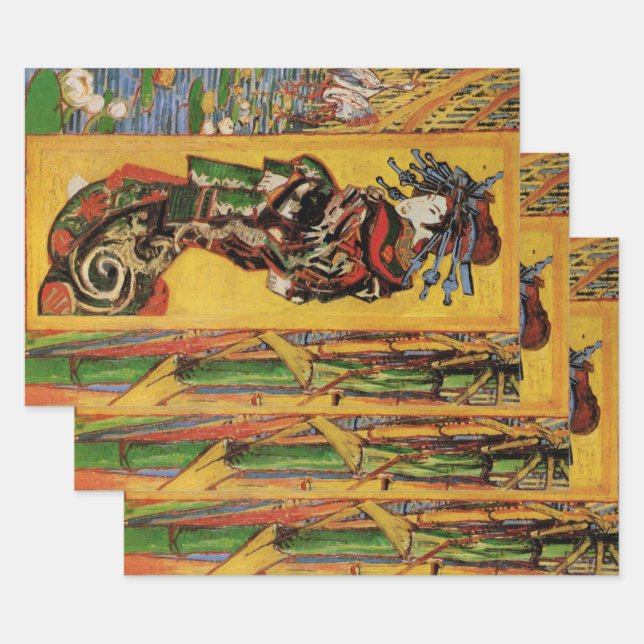 Feuille De Papier Cadeau Japonais Courtesan Oiran par Vincent van Gogh (Lot)