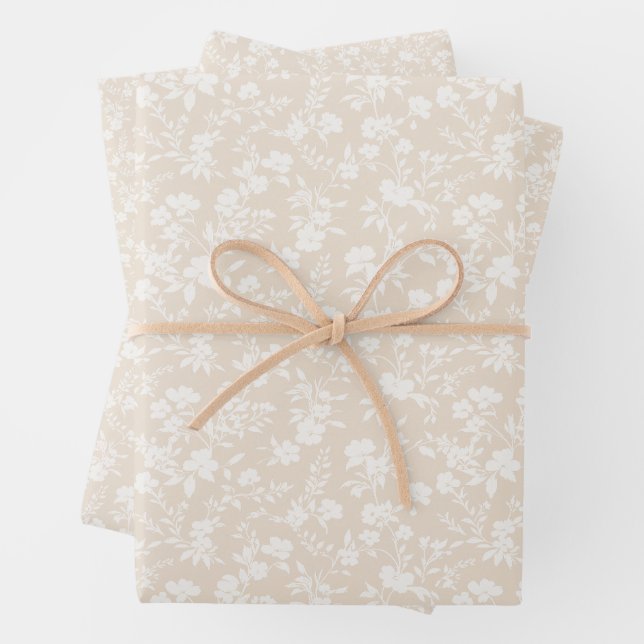 Feuille De Papier Cadeau Jardin Botanique Neutre - Linge Doux (En situation)