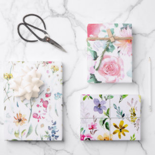 Feuille De Papier Cadeau Jardin de fleurs de prairie fleurie de printemps v