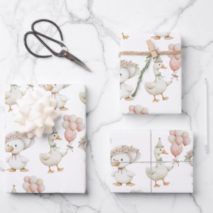 Feuille De Papier Cadeau Jardin de fleurs d'oie soie Champignons 1er annive