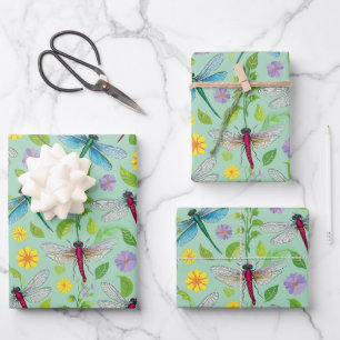 Feuille De Papier Cadeau Jardin de libellules