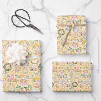 Feuille De Papier Cadeau Jardin de Pâques Jaune Printemps