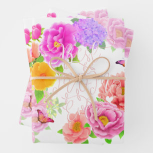 Feuille De Papier Cadeau Jardin de pivoines romantiques blanc meilleure mam