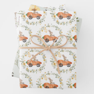 Feuille De Papier Cadeau Jardin de printemps de lapin fleur sauvage Lamb de