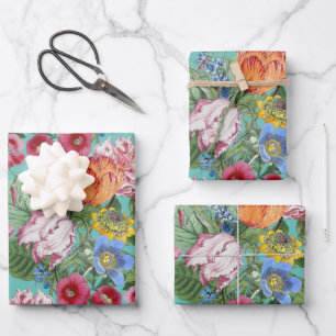 Feuille De Papier Cadeau Jardin des fleurs de printemps