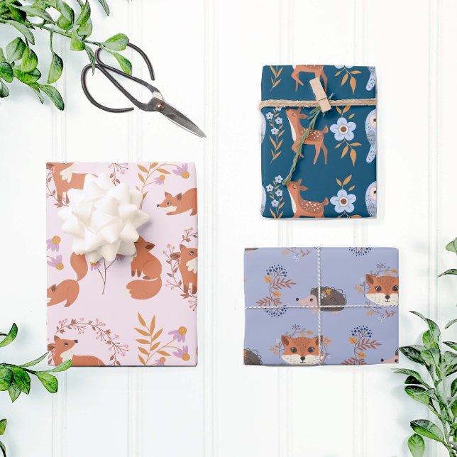Feuille De Papier Cadeau Jardin des fleurs des animaux des bois (Créateur téléchargé)