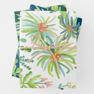 Feuille De Papier Cadeau Jardin Jungle Aquarelle Botanique Floral