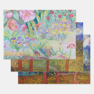 Feuille De Papier Cadeau Jardin plat coloré