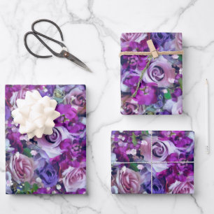 Feuille De Papier Cadeau Jardin Rose violet
