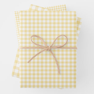 Feuille De Papier Cadeau Jaune canari gingham classique