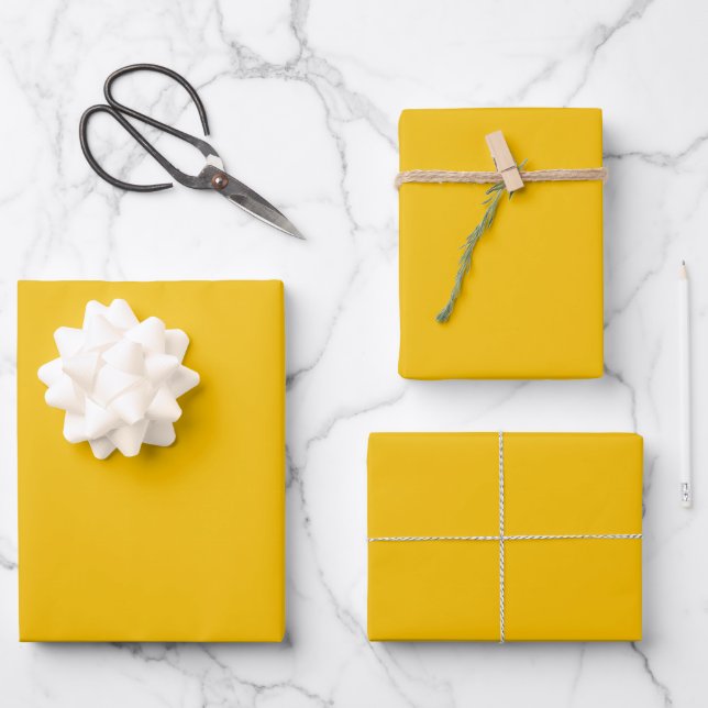 Feuille De Papier Cadeau Jaune doré solide et ensoleillé (Recto)