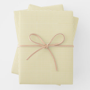 Feuille De Papier Cadeau Jaune en vichy mignon classique simple plaid
