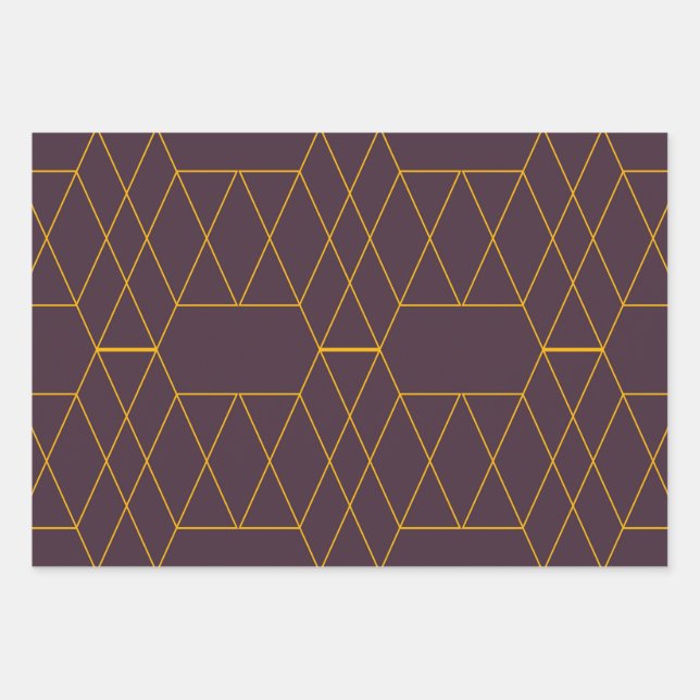 Feuille De Papier Cadeau Jaune, violet, simple, graphique géométrique moder (Devant)