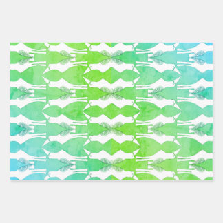 Feuille De Papier Cadeau Javan Mina Enveloppement d'oiseaux ensemble de 3