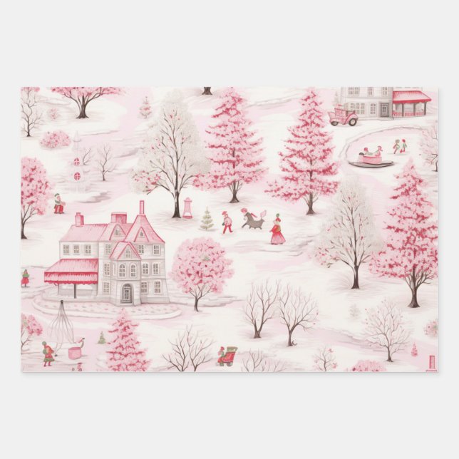Feuille De Papier Cadeau Je rêve d'un Noël rose (Devant 3)