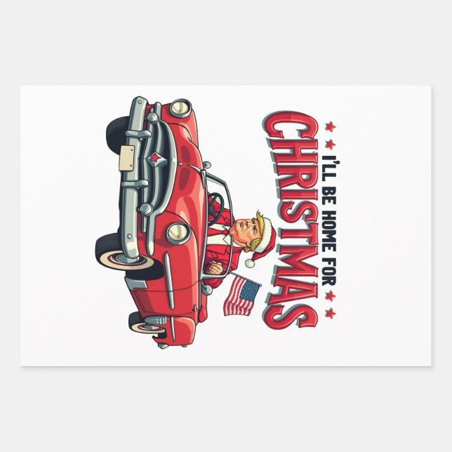 Feuille De Papier Cadeau Je serai à la maison pour Noël Trump a gagné l'éle (Devant)