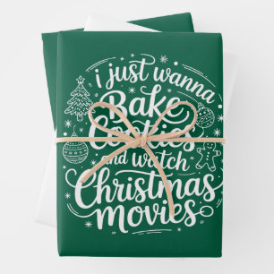 Feuille De Papier Cadeau Je veux juste faire cuire des cookies et regarder