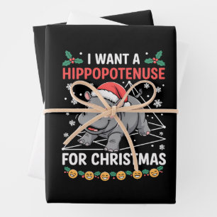 Feuille De Papier Cadeau Je veux un hippopoténuse pour Noël Prof de maths