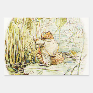 Feuille De Papier Cadeau Jeremy Fisher sur un pad Lily par Beatrix Potter